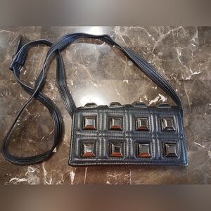 Zara Black Quilted Crossbody Bag with Stud Accents